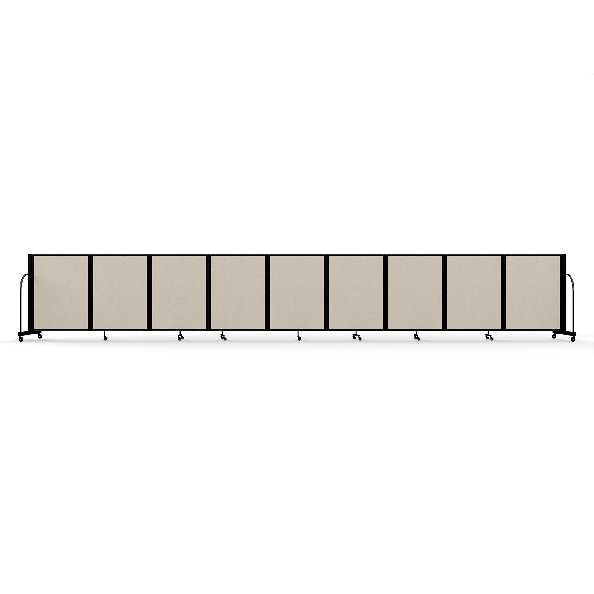 Screenflex Full Motion Divider, 4' x 25'1", Black Frame, Sand